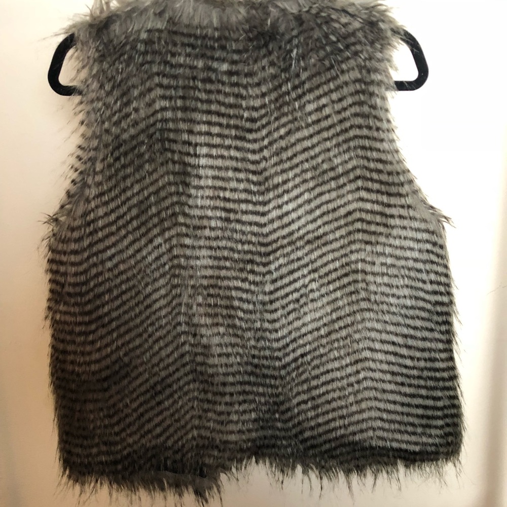 Black/Gray Faux Fur Vest